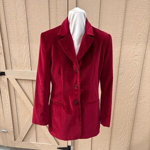Vtg Neiman Marcus Women’s sz 14 Cranberry  color Velvet Blazer jacket cotton